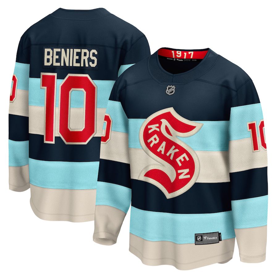 Men Seattle Kraken #10 Matty Beniers Fanatics Branded Deep Sea Blue 2024 NHL Winter Classic Breakaway Player Jersey